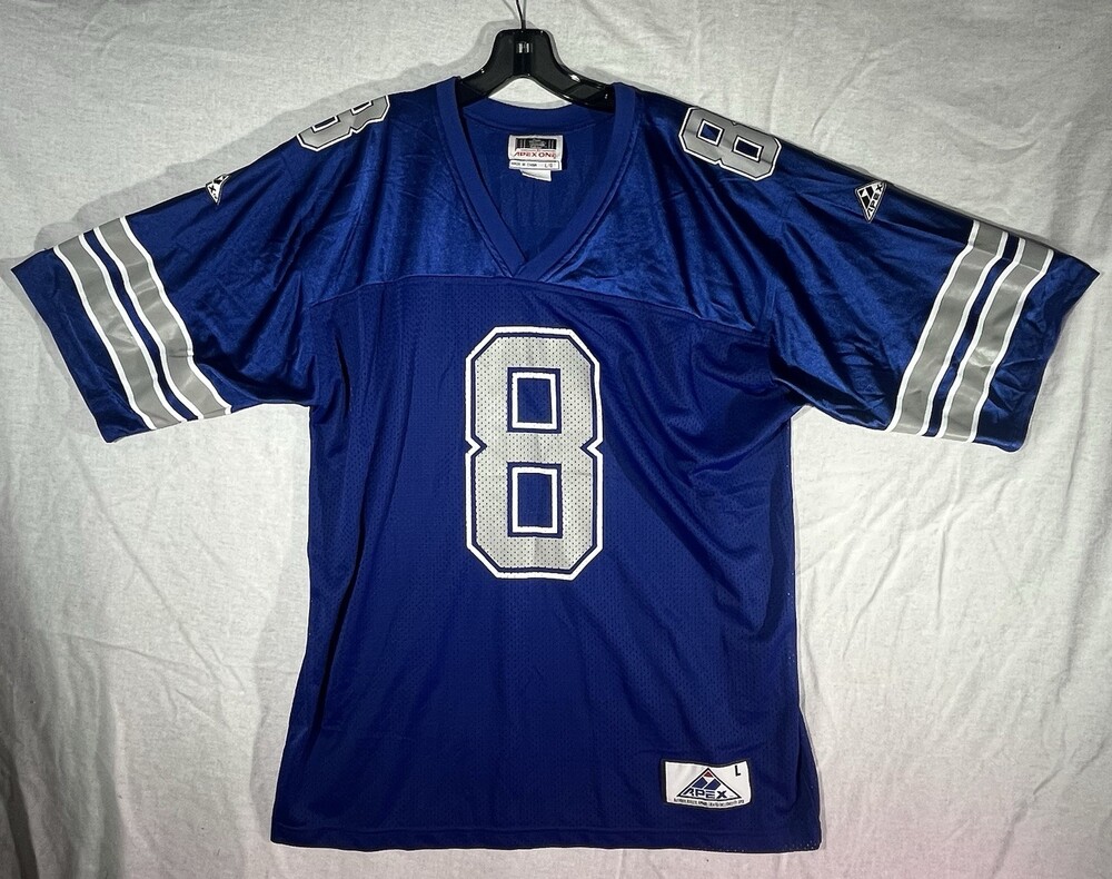 Vintage Apex One Troy Aikman #8 Dallas Cowboys Jersey Size L Blue